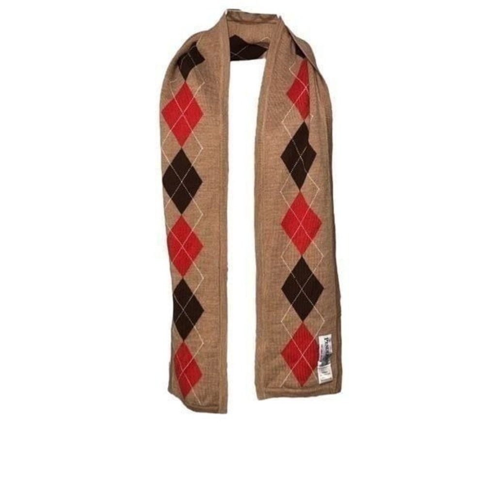 NEW WITH TAGS UNISEX Pendelton knit scarf. Tan with brown / Wool Scarf/Tradition